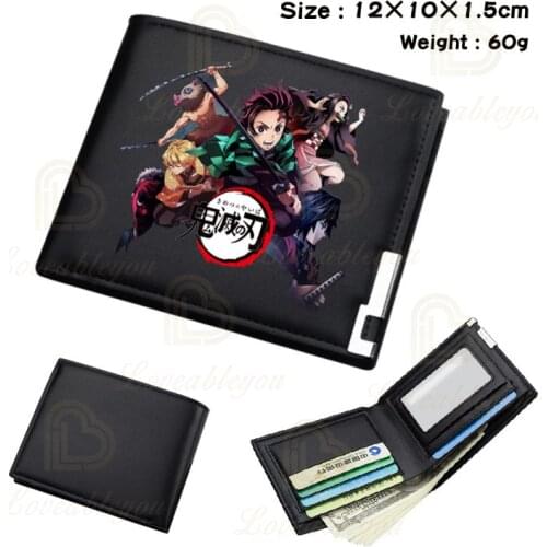 Manga Demon Slayer: Kamado Agatsuma Zenitsu Inosuke Nezuko Soft Button PU Wallet Zipper Coin Card Purse