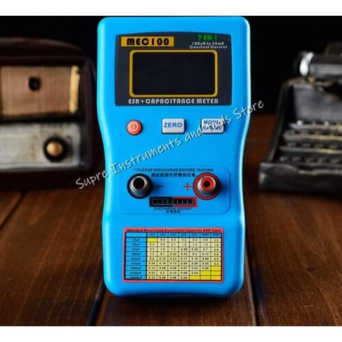 MEC-100 Capacitor Automatic Range Capacitance ESR Meter Tester w/ Kelvin Clip