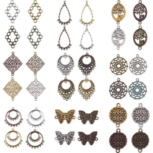 10Pcs 4Colors Zinc Alloy Metal Charms Geometry Hollow Necklace Oval Drop Pendant Jewelry Supplies For Making Hoop Earrings