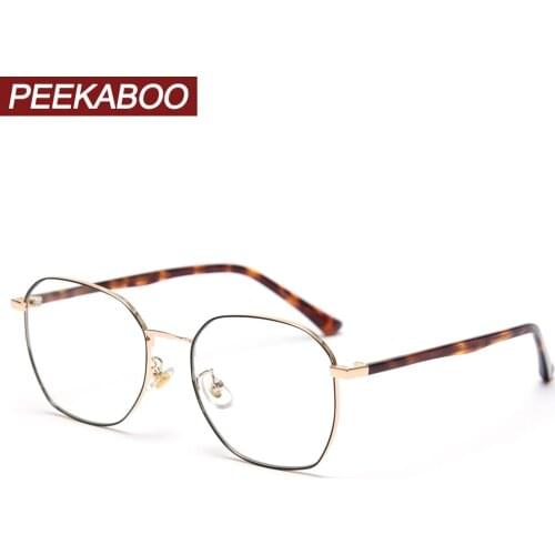 Peekaboo retro gold metal glasses for men square korean fashion accessories optical glasses frame women acetate high quality