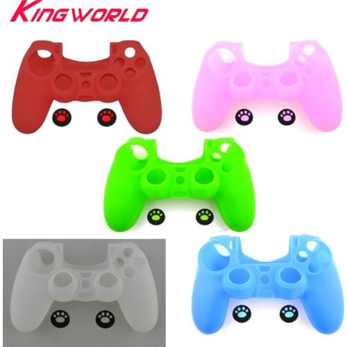 2 in 1 Soft Silicone Rubber Case Cover For Play Station 4 PS4 Controller Skin + 2pcs Thumbstick JoyStick Silicone Caps