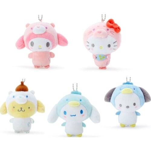 New Kawaii Anime Ice Bunny Rabbit Cat Dog Plush Keychain Kids Stuffed Toys Small Pendant For Children Gifts 9CM