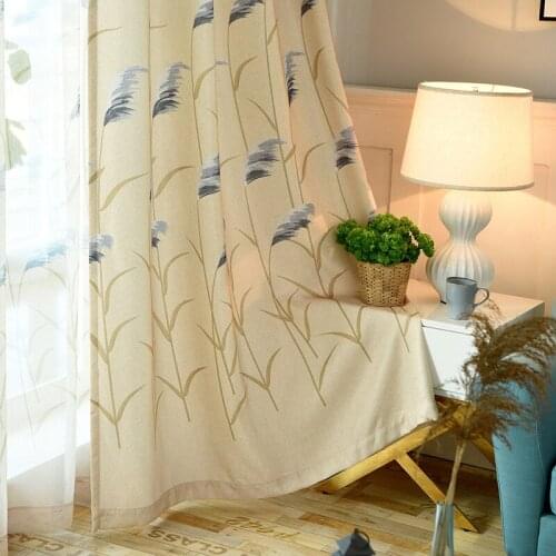 Pastoral style new curtain custom Korean pastoral reed printing curtain blackout curtain fabric Curtains for Living Room Bedroom