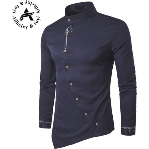 New Brand 2018Men Shirt Double Breasted Dress Shirt Long Sleeve Slim Fit Camisa Masculina Casual Male Hawaiian Shirts blusas