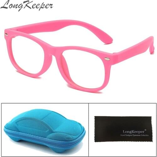 New Square Blue Light Blocking Glasses Gift Set for Boys Girls Silicone Kids Eyeglasses TR90 Anti Blue Light Optical Frame UV400