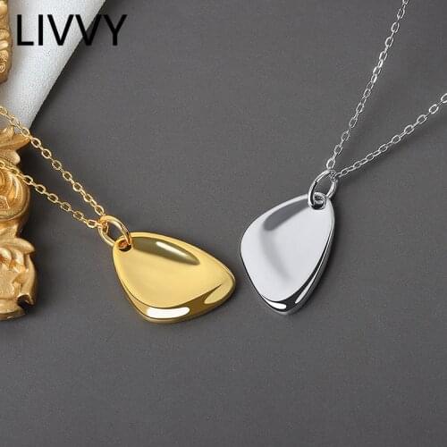 LIVVY Silver Color Triangle Shape Necklaces For Women New Simple Fashion Clavicle Chain Birthday Gift