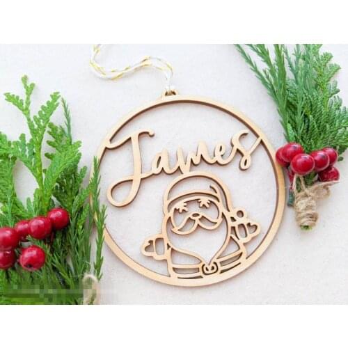 Personalized Christmas Bauble -Christmas Bauble Gift Tags Custom Ornament Ball Wooden Ornament Ball with name