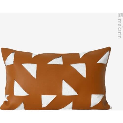 Nordic model room living room pillow orange triangle leather cutting pillow sales showroom soft bed sofa decorative pillow