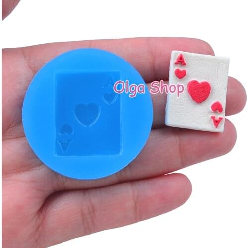 PYL240 28.5mm x 22.3mm Poker Silicone Mold Fondant Cake Decoration Candy Resin Clay Earrings Necklace Craft Soap Candle