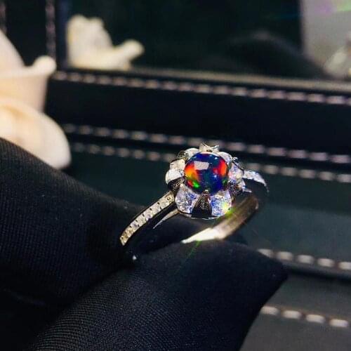 Real and natural black opal Ring 925 sterling silver for Man Or For Woman,Opal Ring Free shipping