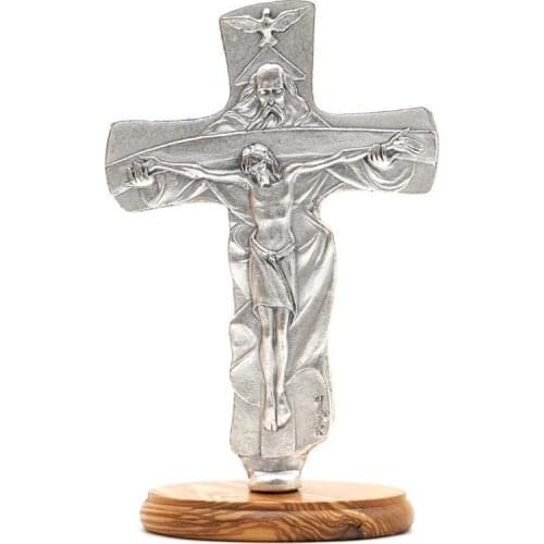 Silver croix jesus crucifix religioso Jesus cross carved with Bible Pater noster Catholic Christianity Cross pendant ornaments