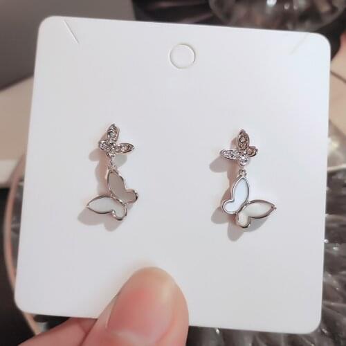 Utimtree New Creative Butterfly Drop Earrings Jewelry for Women Clear Zirconia Earring Girls Kids Party Gift