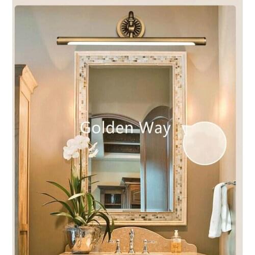 Modern Europe Style LED Copper Color Mirror Headlight Bathroom Cabinet Lamp Retro American Bed Room Makeup Lamp 45cm/58cm/75cm