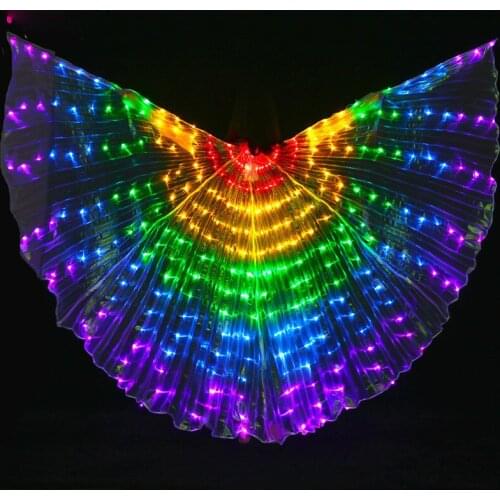 Led Isis Wings with Adjustable Sticks Belly Dance Accessories Stage Performance Props Shining Led Wings Open 360 Degrees