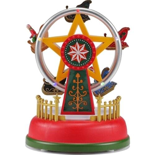 Innodept12 Illuminated Village Collection Carnival Village - Animated Ferris Wheel Christmas Scene with LED Lights