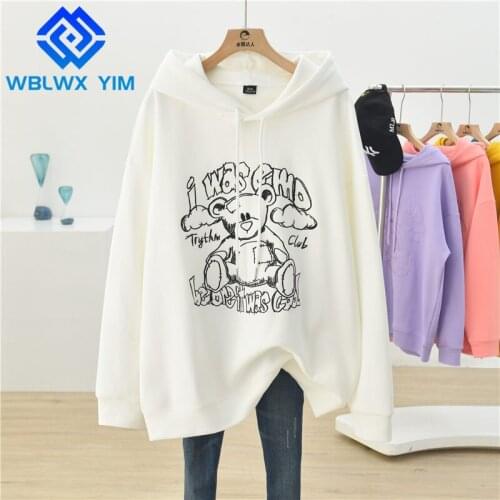 Spring Autumn Women Sweatshirt Fashion Cartoon Embroidery Hoodies Long Sleeve Loose Pullovers Female Casual Hooded Sweatshirts