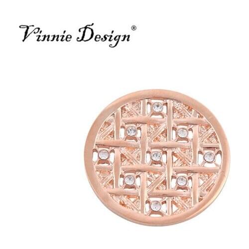 Vinnie Design Jewelry Deluxe 33mm Large Coin with Clear Stone for Coin Holder Pendant Necklace Women Fashion Jewelry