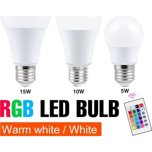 WENNI Spotlight LED RGBW LED Lamp 5W 10W 15W RGB LED Bulb E27 Light Bulb 220V Bombilla 110V Ampoule Colorful Lamp Party Lighting