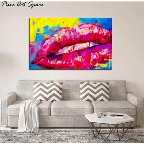 Bright Color Sweet Lips Wall Decor Canvas Print Red Lips Paintings Wall Poster Fashion Art Wedding Decoration Drop shipping