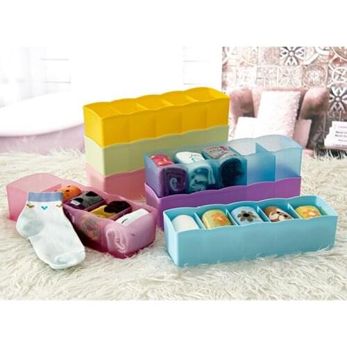 5 Compartment Socks Underwear Bra Tie Drawer Storage Box Clothes Organizer Case home storage box Storage Clothes Sock Organizer
