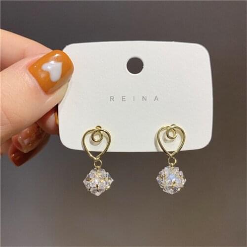 SHANGZHIHUA S925 Korean metal heart geometric irregular earrings, 2020 new simple fashion womens earrings