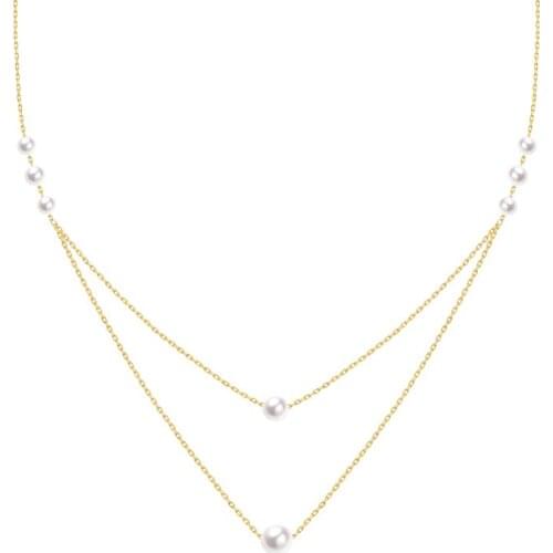 ZHIXI Pure 18K Gold Necklace Jewelry For Women Round Natural AKOYA Seawater Pearl Real AU750 Chain Luxury Gift 2020 X518
