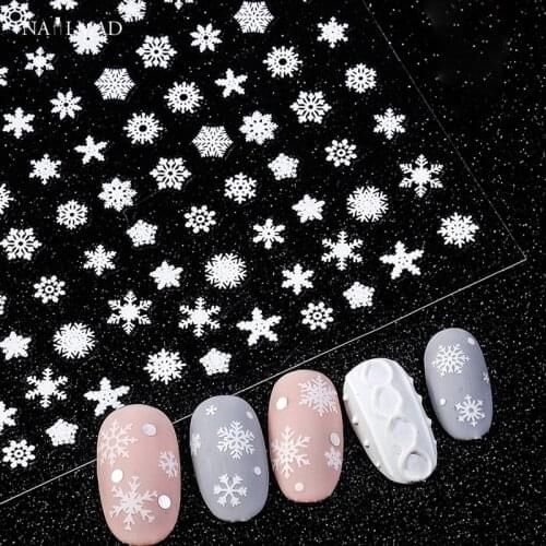 1pc Christmas White Snowflake 3D Nail Sticker Santa Claus Deer Pattern Adhesive Transfer Sticker Manicure Nail Art Decals