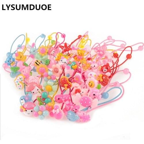 20Pcs/Lot Kawaii Elastic Hair Bands DIY Flower Scrunchie Bow Ring Rope Hairbands Ponytail Holder Children Girls Hair Accessories