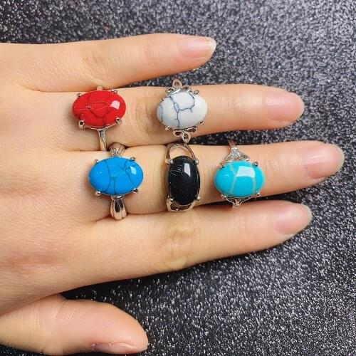 20Pcs/pack Wholesale Mix-style Natural Stone Ring Semi-precious Ring Charms For Elegant Women Love Romantic Gift
