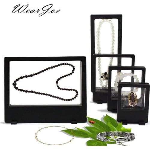 5Pcs/set Rectangle PET Membrane Jewelry Set Floating Display Stand Holder Framed Ring Earring Necklace Pendant Storage Show Case