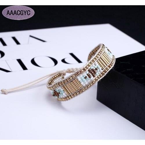 AAACGYC D098 DIY Bracelets new bracelet simple handmade seedbead woven bracelet ladies jewelry fashion women accessories