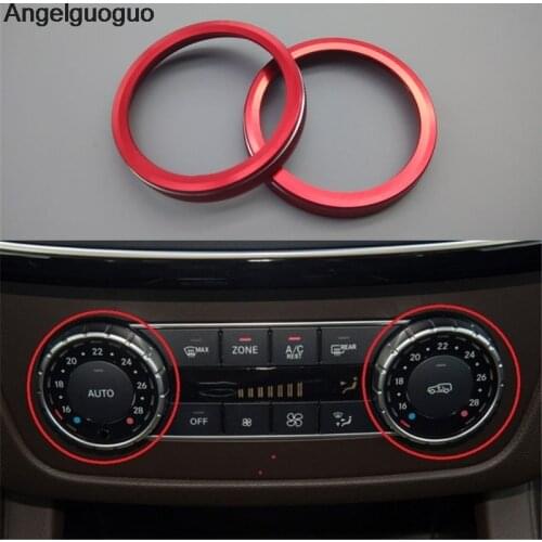 Angelguoguo Red and blue for Mercedes Benz C Class W204 2008-2013 Car air conditioning Rotary knob button cover