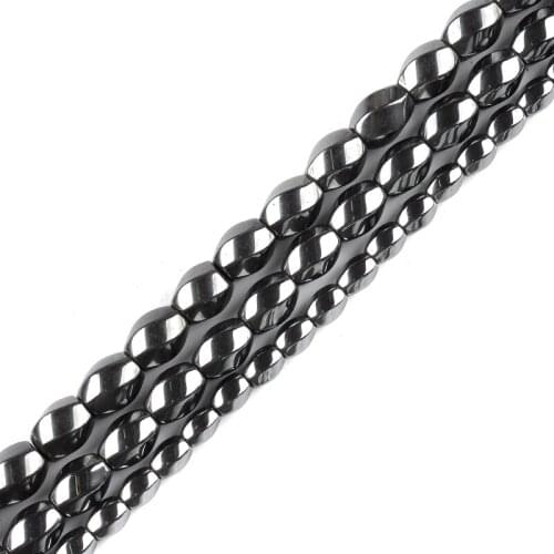 AAA Natural stone Faceted Rice grains beads Twist Rectangle Black Hematite beads 8/12mm for DIY Necklace Bracelet Jewelry Making