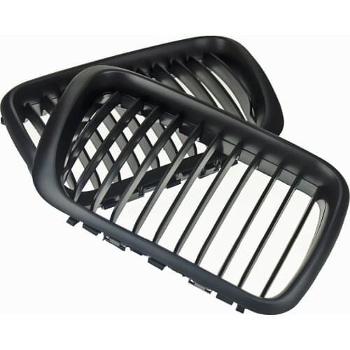 Pair Matte Black Front Bumper Hood Kidney Grille Grill Fits For BMW E36 3 Series Sedan M3 1997~1998