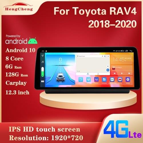 For Toyota VELANDA RAV4 RAV-4 2018-2020 car smart multimedia video player GPS navigation radio Android 10 8Core 128G 12.3 inch