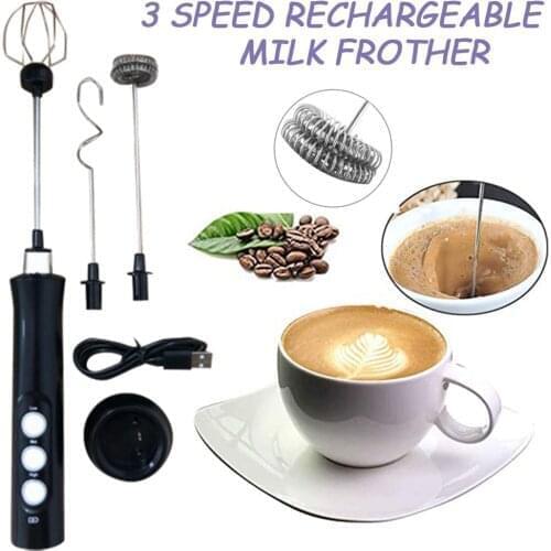 Usb Electric Milk Frother Cappuccino Coffee Foamer 3 Whisk Handheld Egg Beater Hot Chocolate Latte Drink Mixer Blender#h3