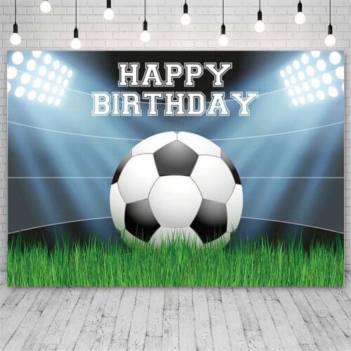 Football Field Grassland Stadium Boy Birthday Backdrops Bright Spotlight Kids Sports Theme Party Photo Background