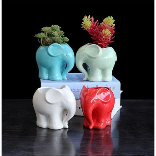 Cute elephant ceramic smalll vase Home Desktop decoration elephant vase
