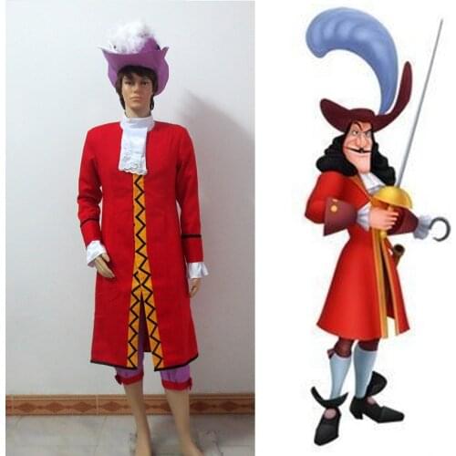 Peter Pan Captain Hook Cosplay Costume Adult Men Halloween Outfit Custom Made