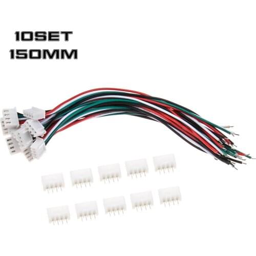 Mini Micro 10 Set JST XH 2.54mm 4 Pin Connector Plug With 24AWG 1007 Wires 150mm Length Electricity Wire Cable Pin Connectors