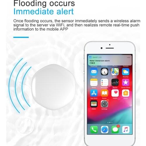 MINI WiFi smart Tuya Water Leakage Sensor Tuya Water Alarm Compatible With Tuyasmart / Smart Life APP Easy Installation