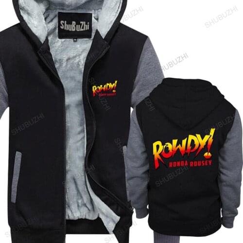 Homme cotton hoodies zipper Ronda Rousey Rowdy Ronda jacket male brand coat brand winter hoodie warm jacket