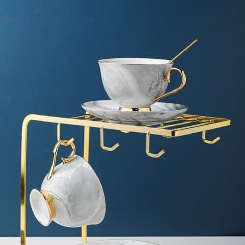 European Ceramic Tea Cup Set Gold Rim Royal Luxury Coffee Cup Saucer Set Vintage High Quality Xicara Kitchen Supplies EB50BD