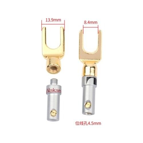 6PCS Nakamichi Y/U- type Banana Plugs Set Gold-Plated Wire Connectors Fork Spade Speaker Plug Adapter Audio Connectors Set