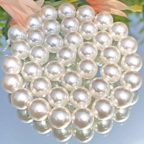 Natural White Shell Imitation Pearl Beads Smooth Loose Spacer Beads For Jewelry Making Diy Woman Bracelet Necklace 6MM 8MM 10MM