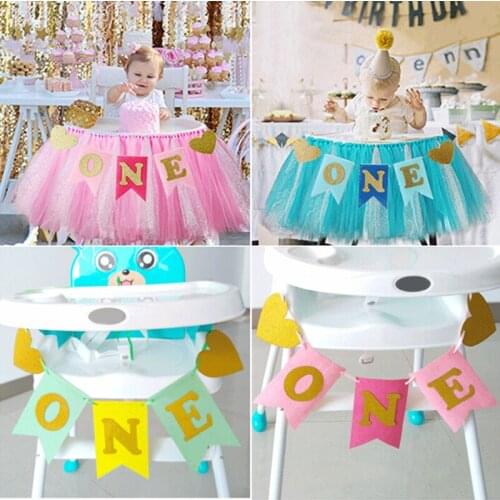 2020 Non-woven fabric Garland Banner Baby One Years Old Birthday Party Letter Printing Flags Baby Shower Party Decor-996053