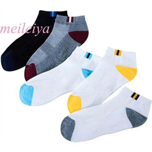 New 5 Pairs Mens Autumn Summer Socks Classic Patchwork Mesh Breathable Cotton Men Short Sock High Quality Deodorant Male Socks