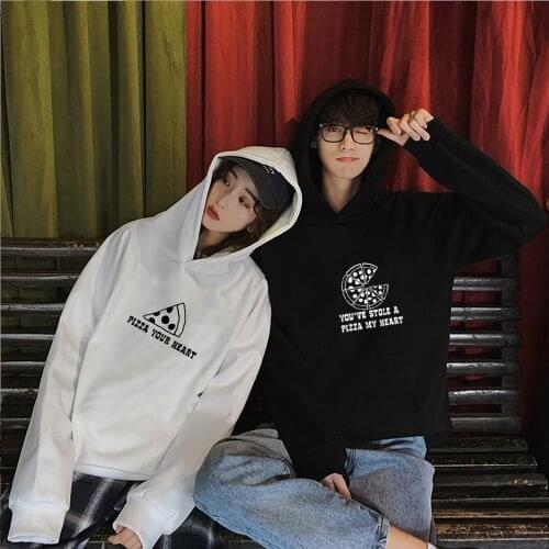 Autumn Pullovers Hoodies Lovers Clothes Casual You've Stole A Pizza My Heart Letter Print Cute Couple Sweatshirts Streetwear Top