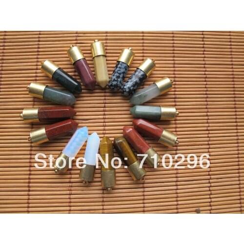 Wholesale Mixed Lot Gem stone pendant 16pcs/lot natural stone jewelry pendant fit necklace gem stone