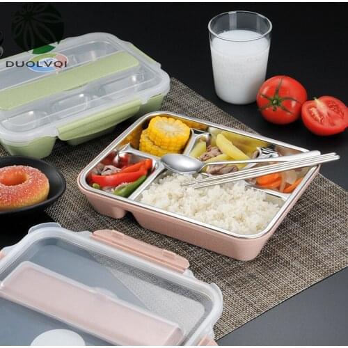 Portable Stainless steel Lunch Box Practical Picnic Office School Bento Box 4/5 Compartments Leakproof Food Container